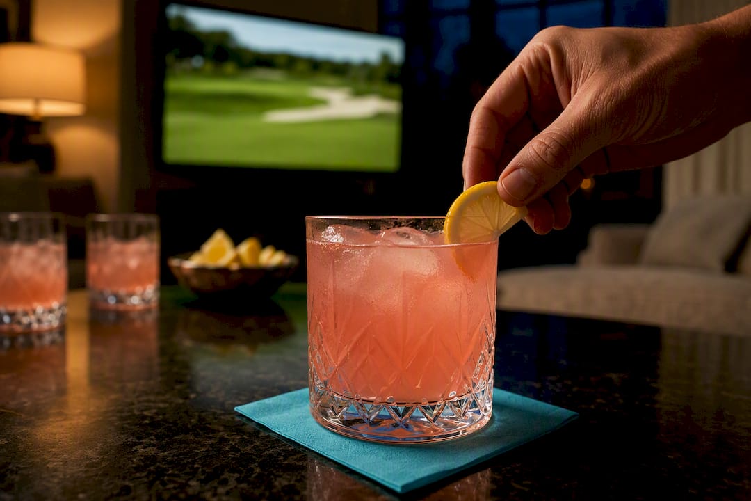 Pink Azalea cocktail at golf watch party