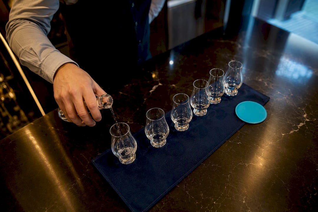 Vodka tasting pours arranged at golf club