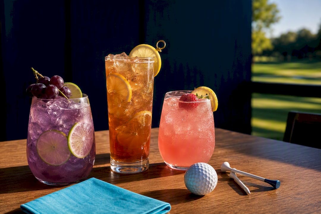 Golf cocktails arranged for a clubhouse event