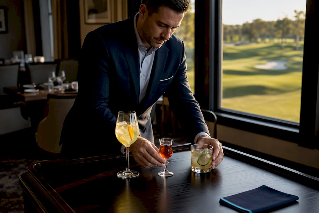 Beverage manager testing club drink samples