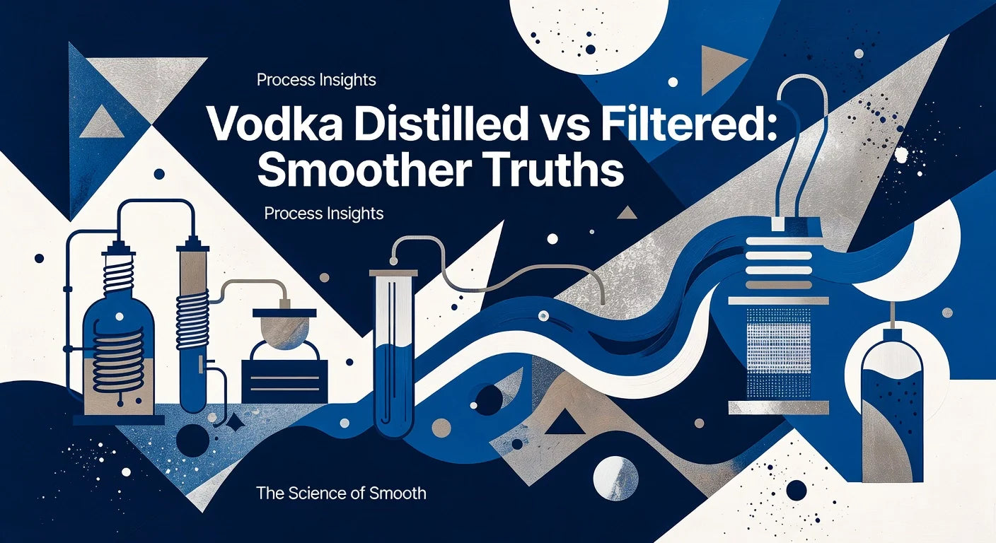 Professional header image for comparison analysis: Vodka Distilled vs Filtered: Smoother Truths